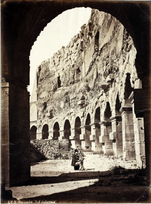 Expo_Antonetto_Michele-Mang_Navata del Colosseo con pittore,_1865-70_Albumina_Lugano,_Collezione_Marco-Antonetto